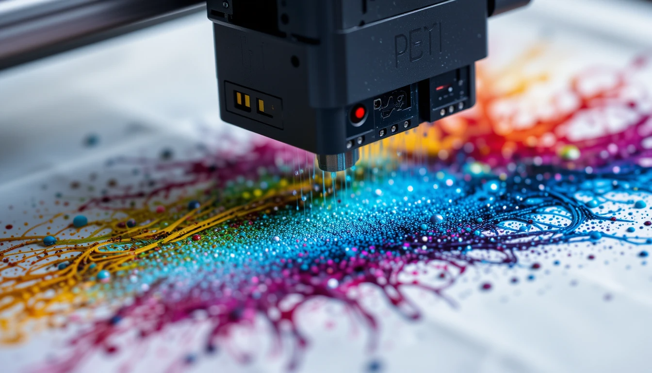 תקריב הדפסת DTG על חולצה לבנה