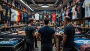 Interior of a professional t-shirt printing shop in Holon