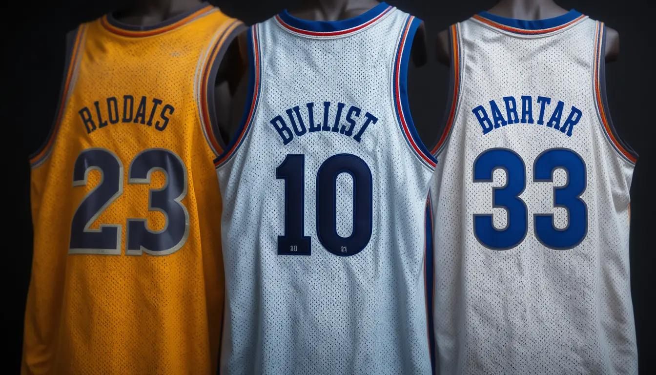 דוגמאות למספרים חוקיים בכדורסל - תמונה המראה מספרים בפונטים שונים על חולצות כדורסל