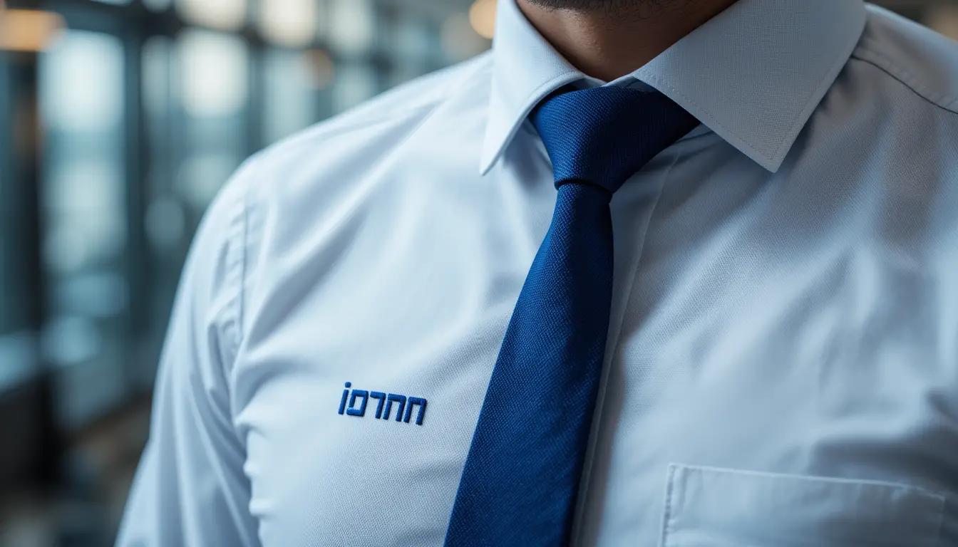 חולצה מקצועית עם לוגו בנק מוטבע בטכנולוגיית רקמה איכותית