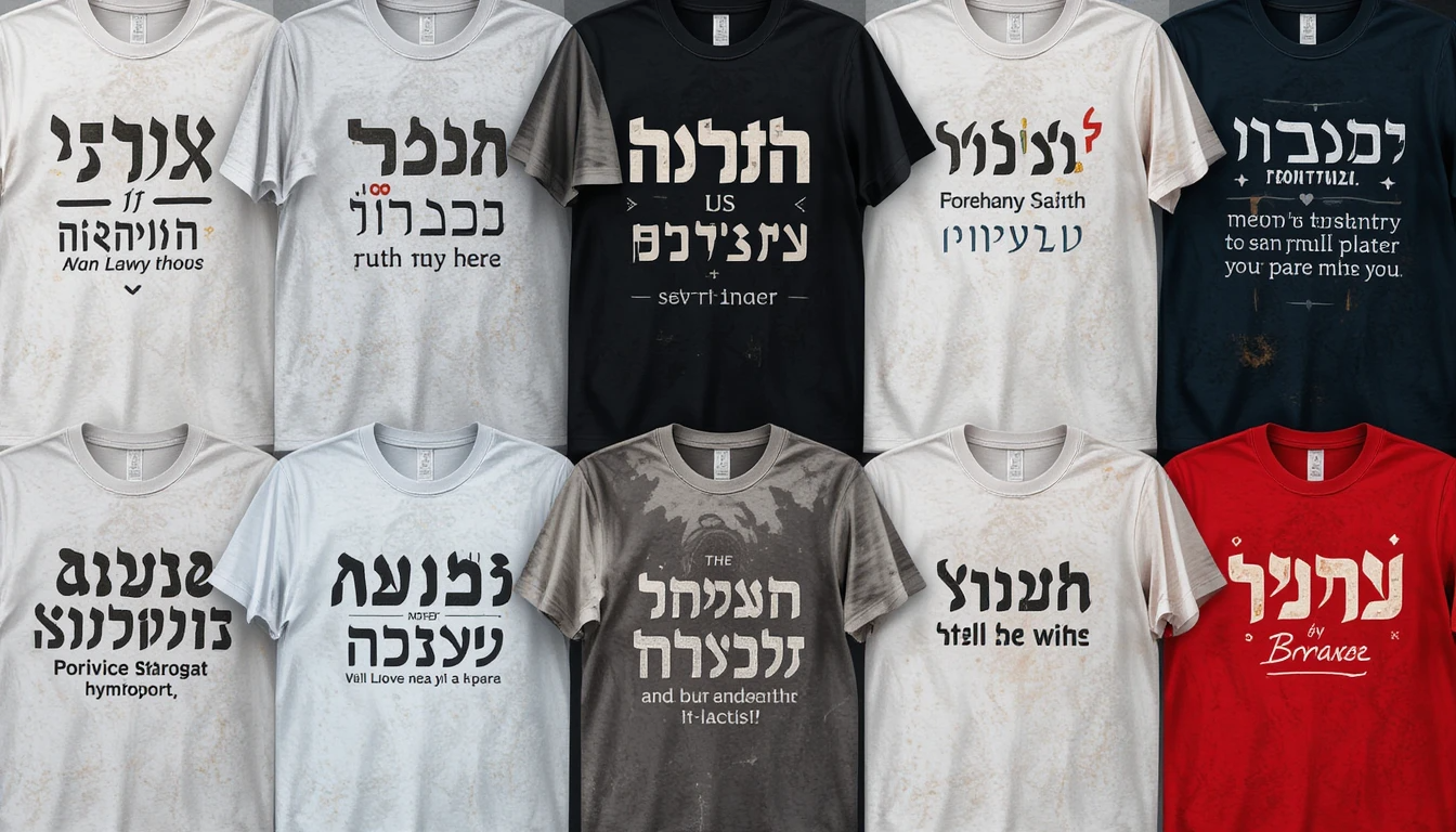 עיצוב של מספר חולצות עם פונטים שונים זה לצד זה