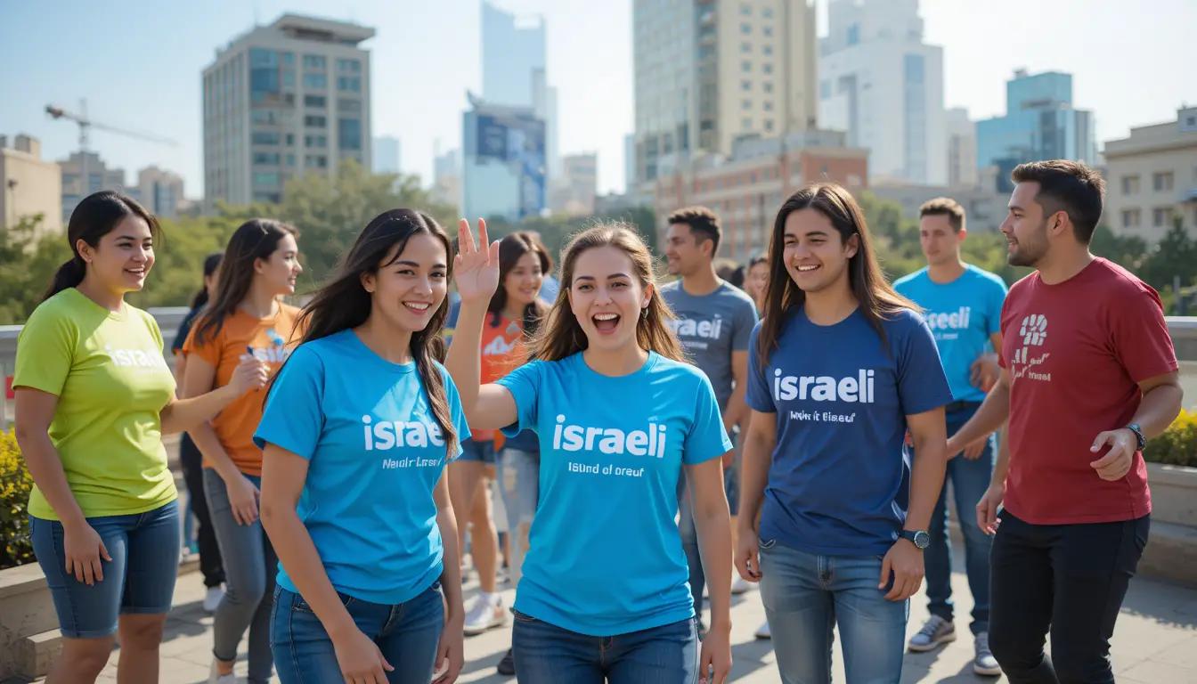 אירוע חברה של עובדי ביטוח בחולצות צבעוניות ממותגות