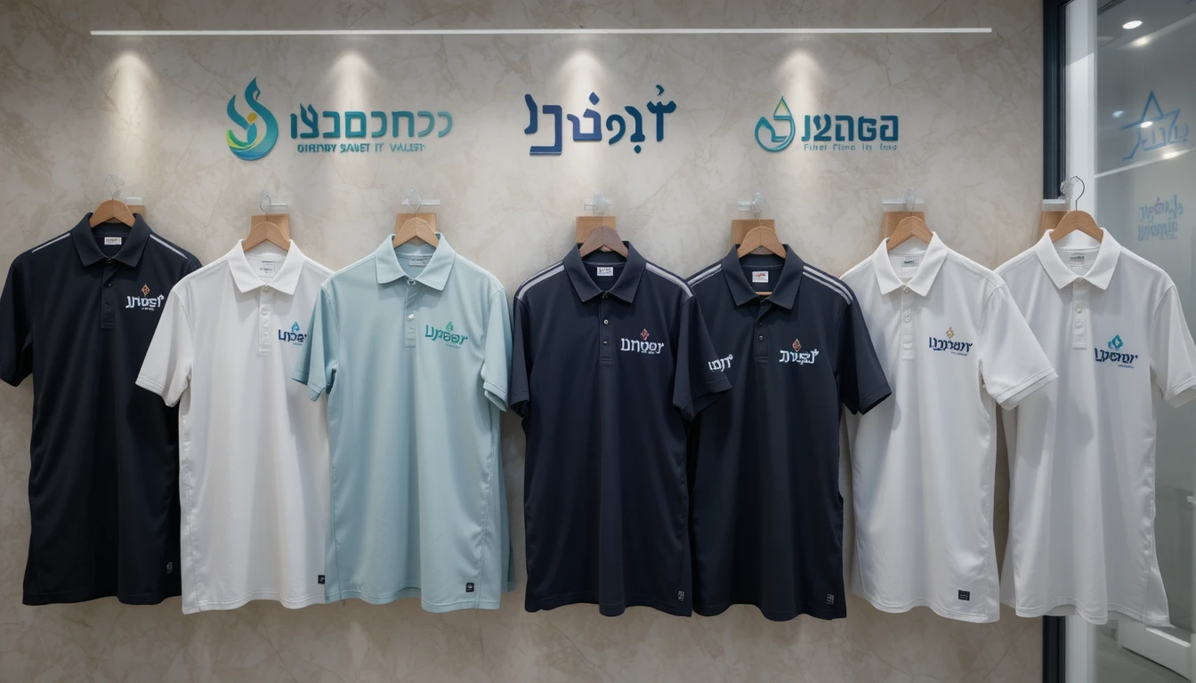 דוגמאות לוגואים ממותגים על חולצות שונות עבור חברות סיבים אופטיים