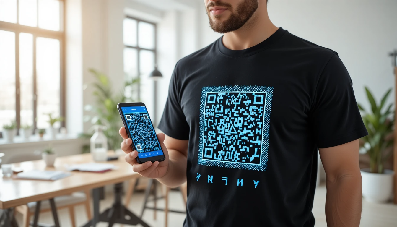 חולצה עם QR קוד שמוביל לתוכן דיגיטלי אינטראקטיבי