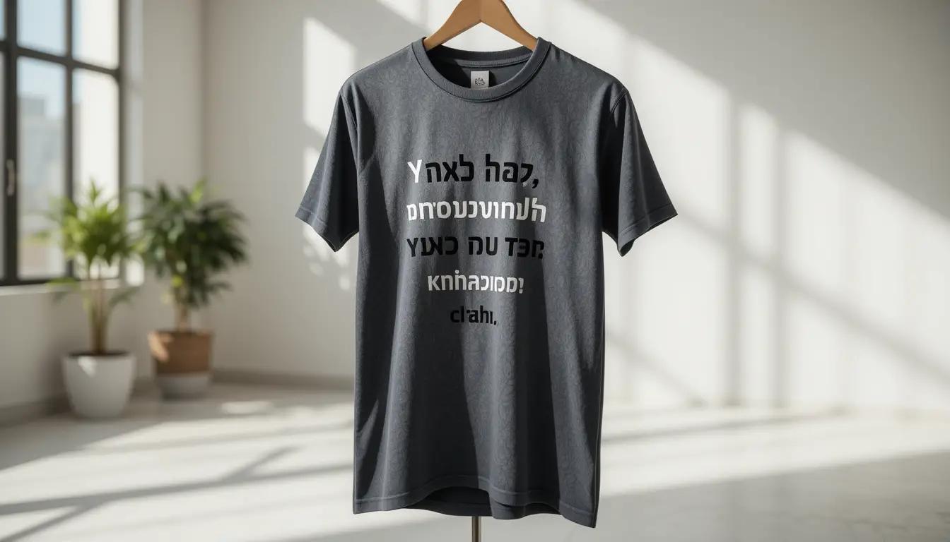 חולצה עם הדפסת ציטוט מעורר השראה בעברית