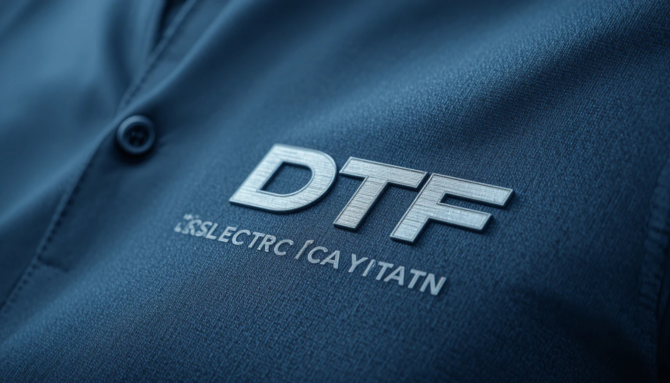 הדפסת DTF איכותית של לוגו חברת רכב חשמלי עם פרטים חדים וצבעים עשירים