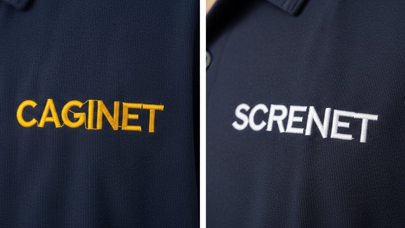 השוואה ויזואלית בין רקמה ממוחשבת להדפסת משי