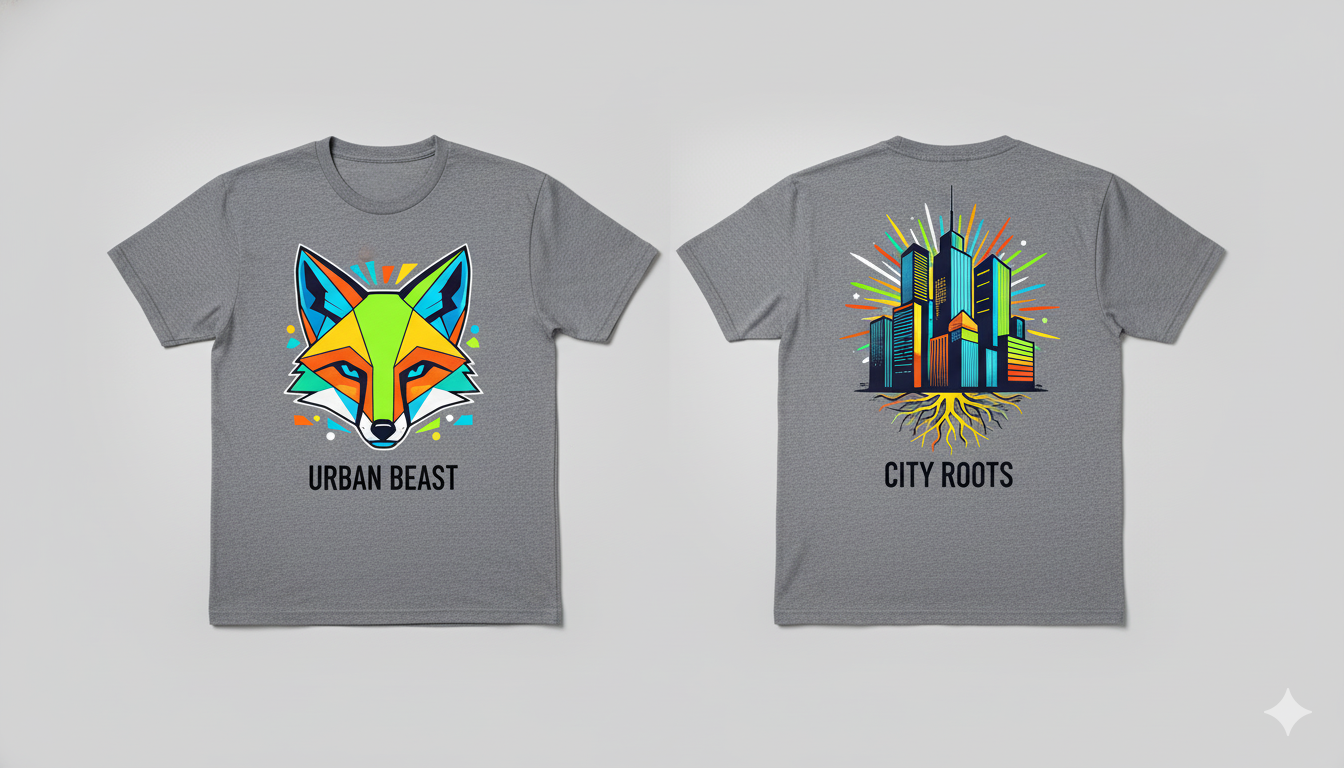 חולצה מודפסת משני הצדדים עם עיצוב מרשים