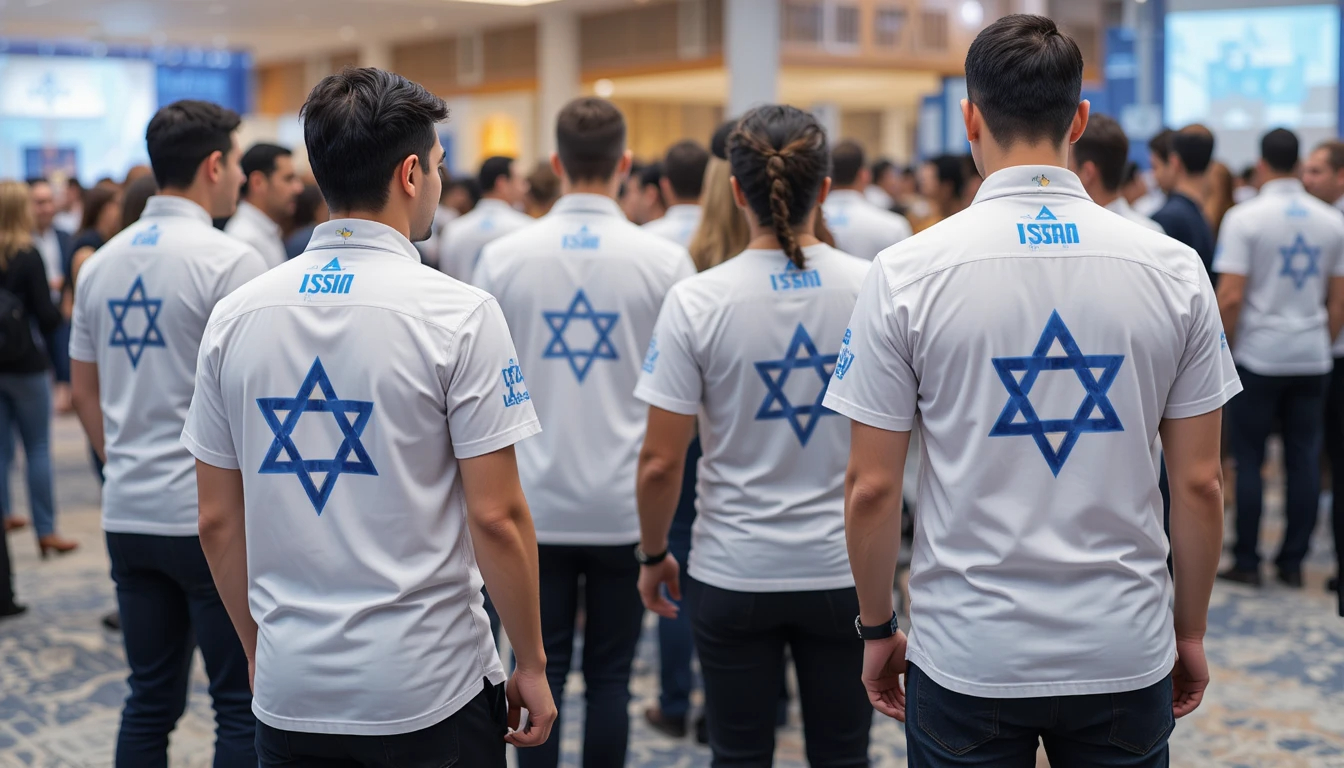 קבוצה לבושה בחולצות דו-צדדיות באירוע