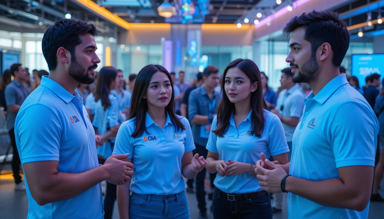 אירוע רשת במרכז חדשנות עם צוות בחולצות מותאמות