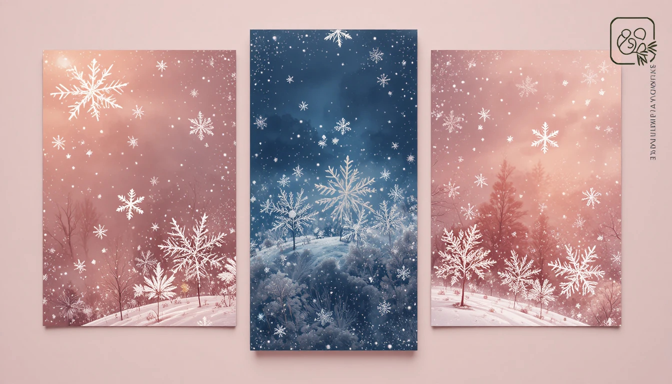 דוגמאות עיצוב חורפיות – לוגו עם פתיתי שלג, פלטת צבעים חורפית