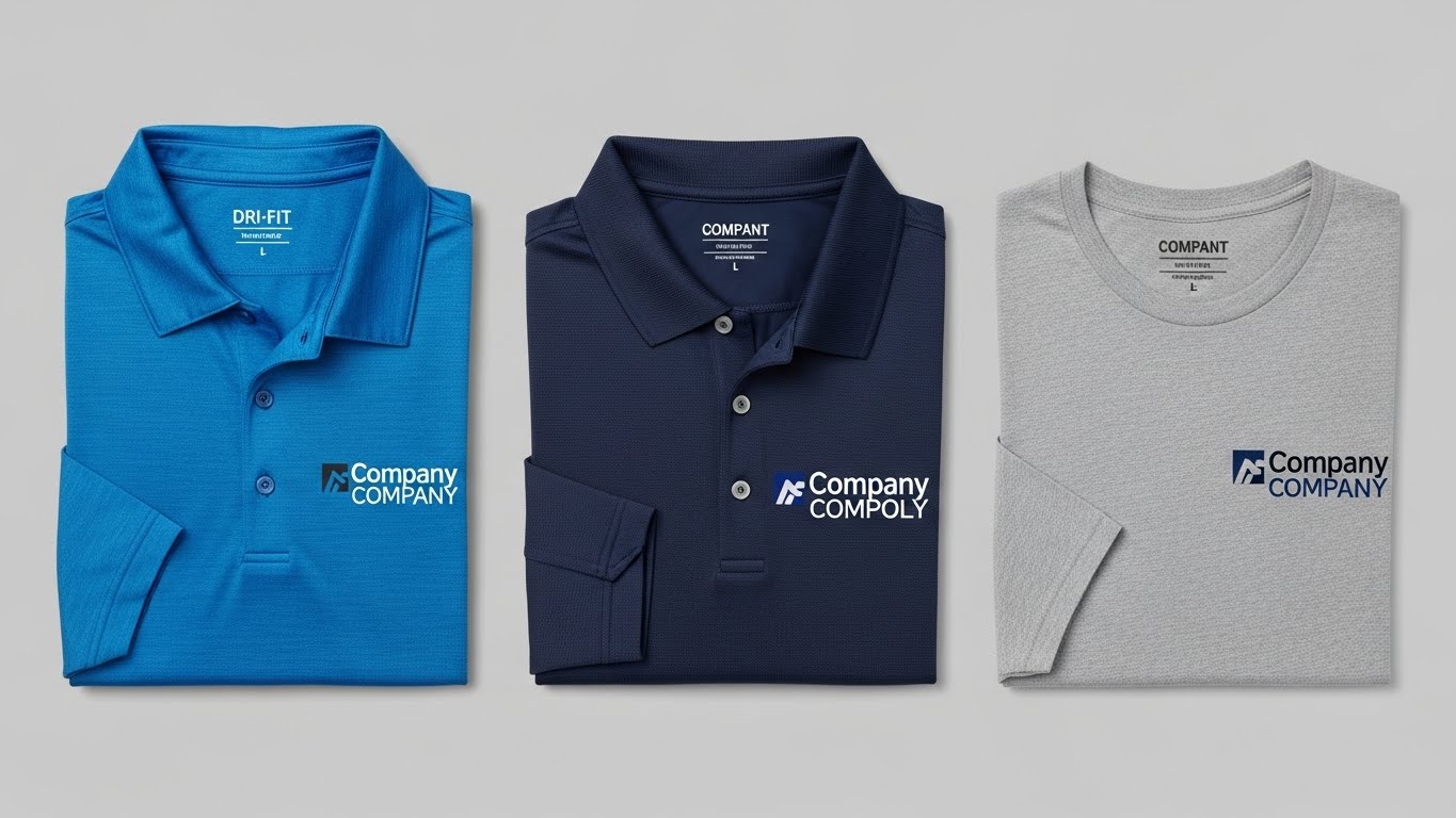 השוואה בין סוגי חולצות שונות - דרייפיט, פולו וטריקו עם הדפסת לוגו