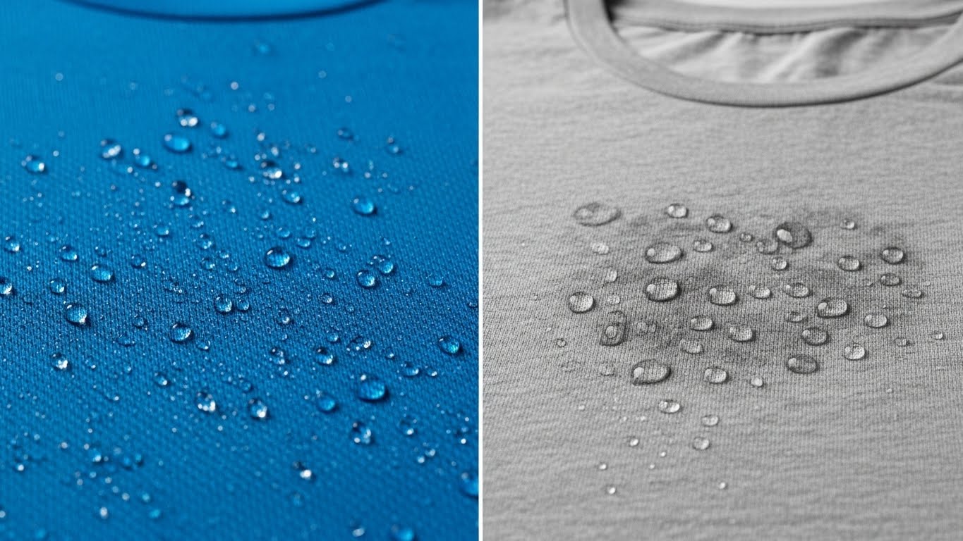 השוואה ויזואלית בין חולצת דרייפיט לחולצת כותנה