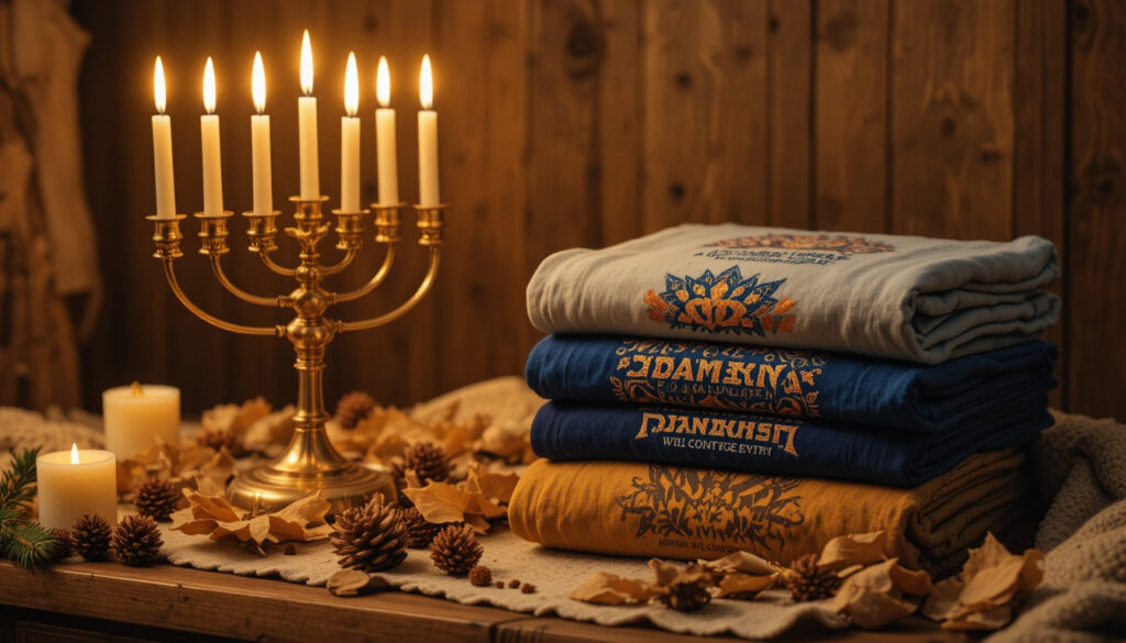 הדפסת חולצות לחנוכה וחגי חורף – המדריך המלא ליצירת בגדים מותאמים אישית לעונה הקרה