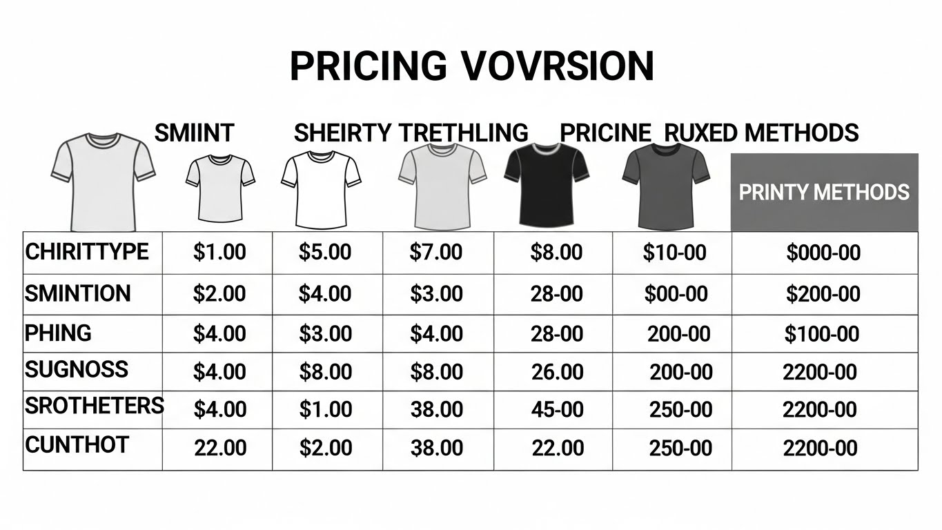 טבלת השוואת מחירים לפי סוגי חולצות