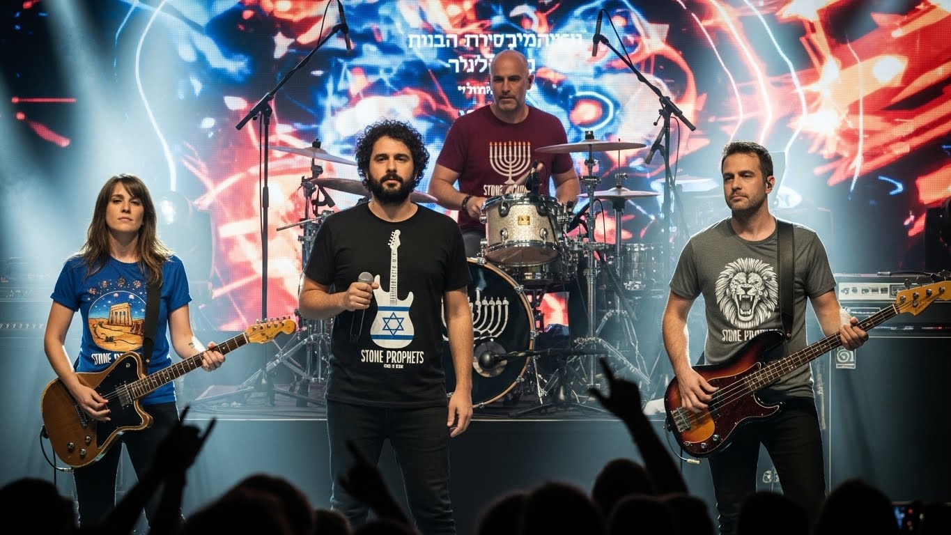 להקת רוק ישראלית עם חולצות ממותגות ייחודיות