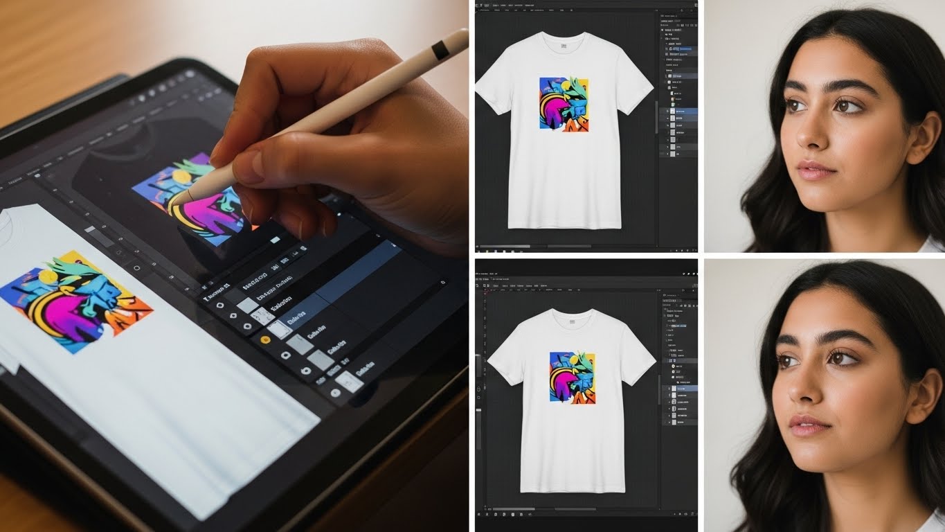 מסע ויזואלי מהעיצוב הגרפי ועד לחולצה המודפסת המוכנה
