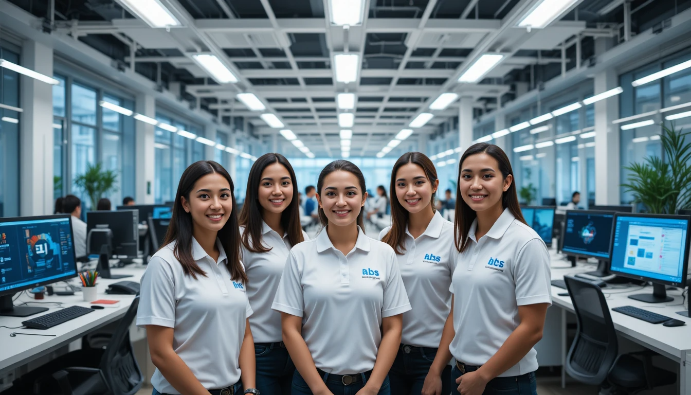 מרכז חדשנות ישראלי עם עובדים לבושים בחולצות ממותגות זהות