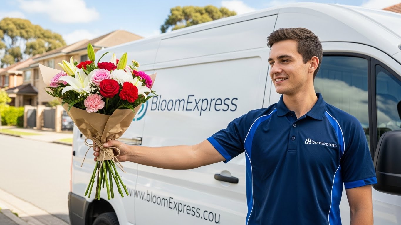 עובד משלוחים מקצועי עם חולצה ממותגת