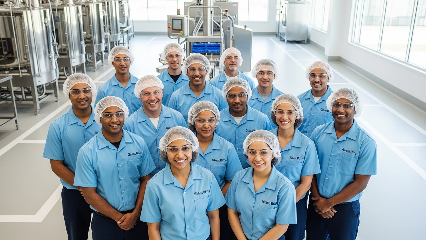 עובדים לובשים חולצות ממותגות בסביבת עבודה מודרנית