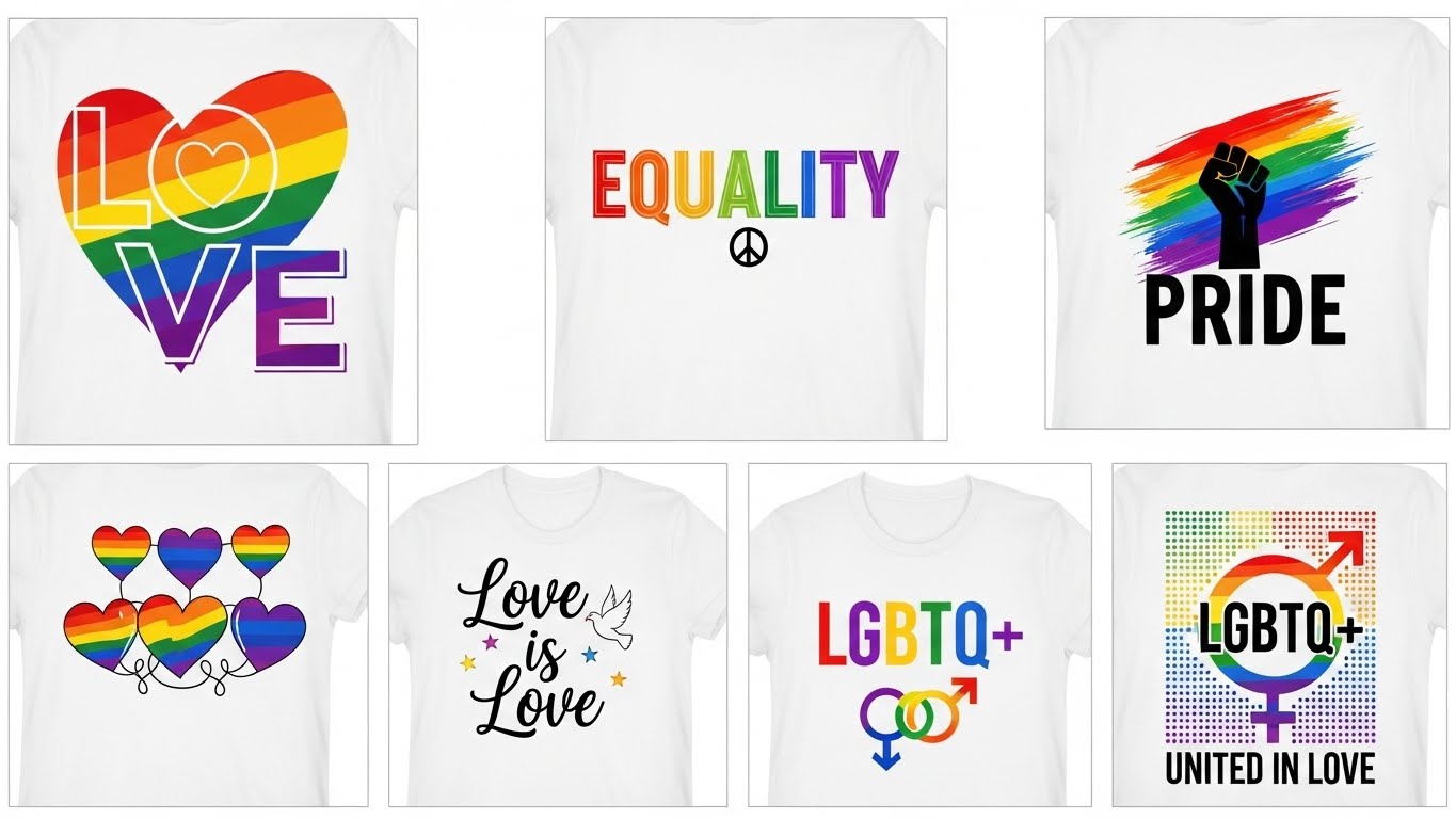 עיצובים יצירתיים המשלבים את צבעי דגל הגאווה עם מסרים מעצימים