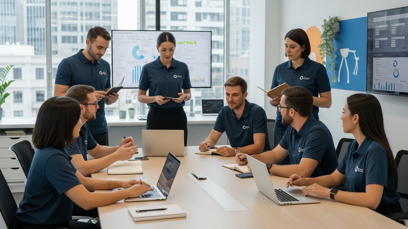 צוות חברת פיננסטק בחולצות ממותגות - מקצועיות ואחדות