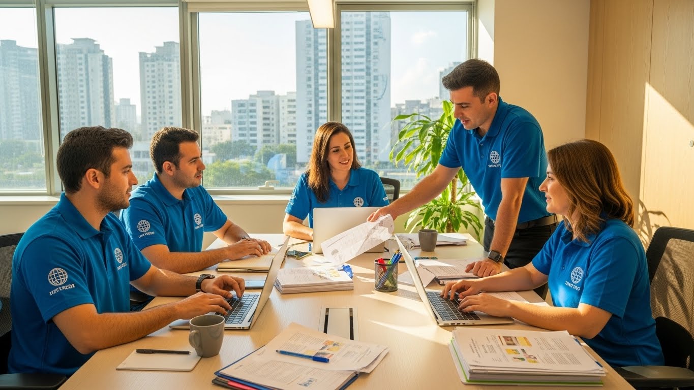 צוות עובד בשיתוף פעולה עם תחושת שייכות חזקה