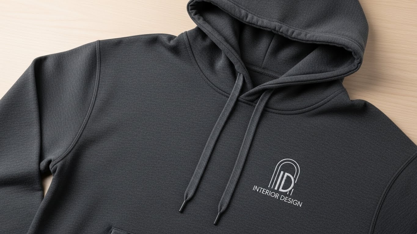 קפוצ'ון איכותי עם הדפסה מינימליסטית לצוות עיצוב פנים