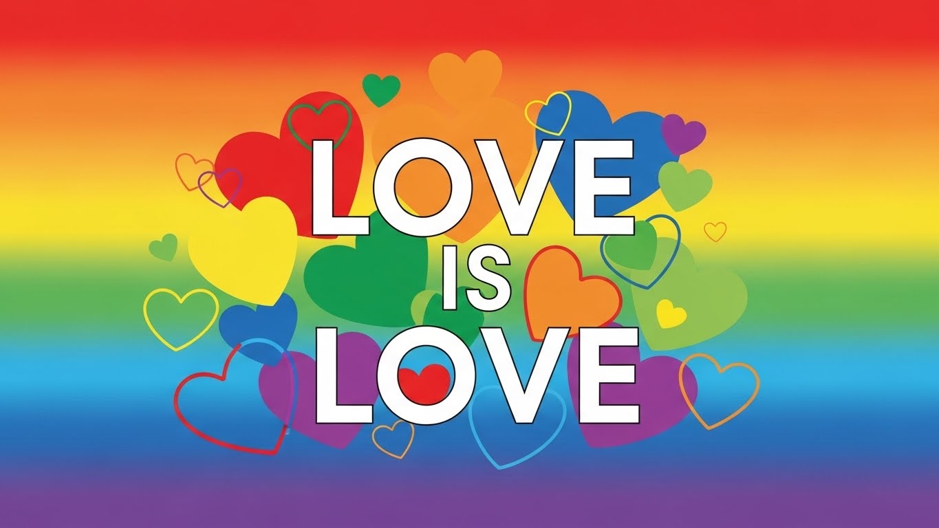 שילוב של טיפוגרפיה מודרנית עם סמלים צבעוניים לחולצת גאווה מעצימה