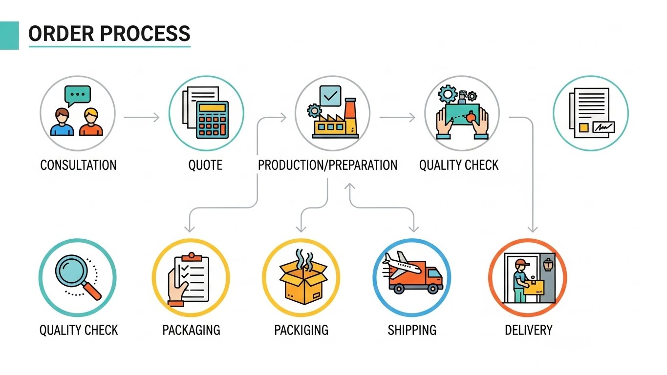 תהליך ההזמנה המאויר בתרשים זרימה