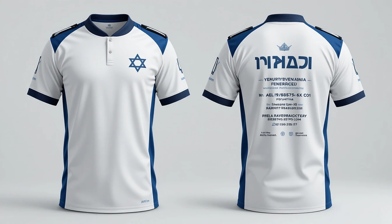 תצוגה של צד קדמי ואחורי של חולצת אבטחה מעוצבת עם לוגו ופרטי התקשרות