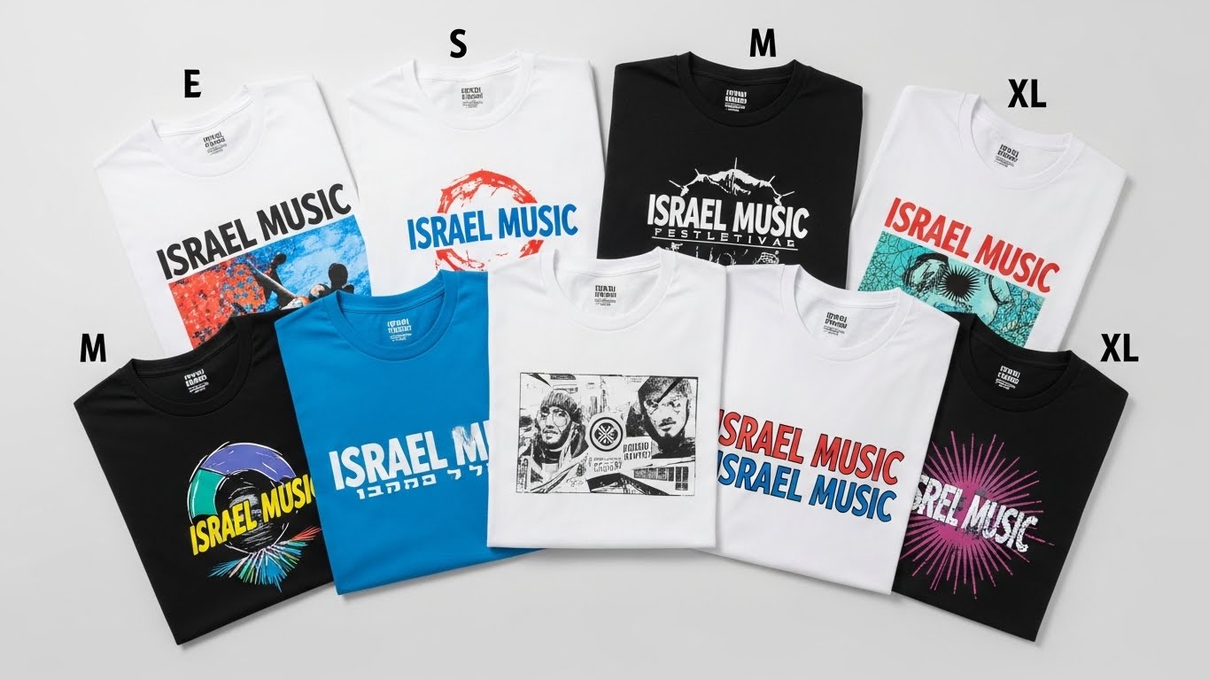 אוסף חולצות מוזיקליות ממותגות, עיצובים שונים, מידות מגוונות
