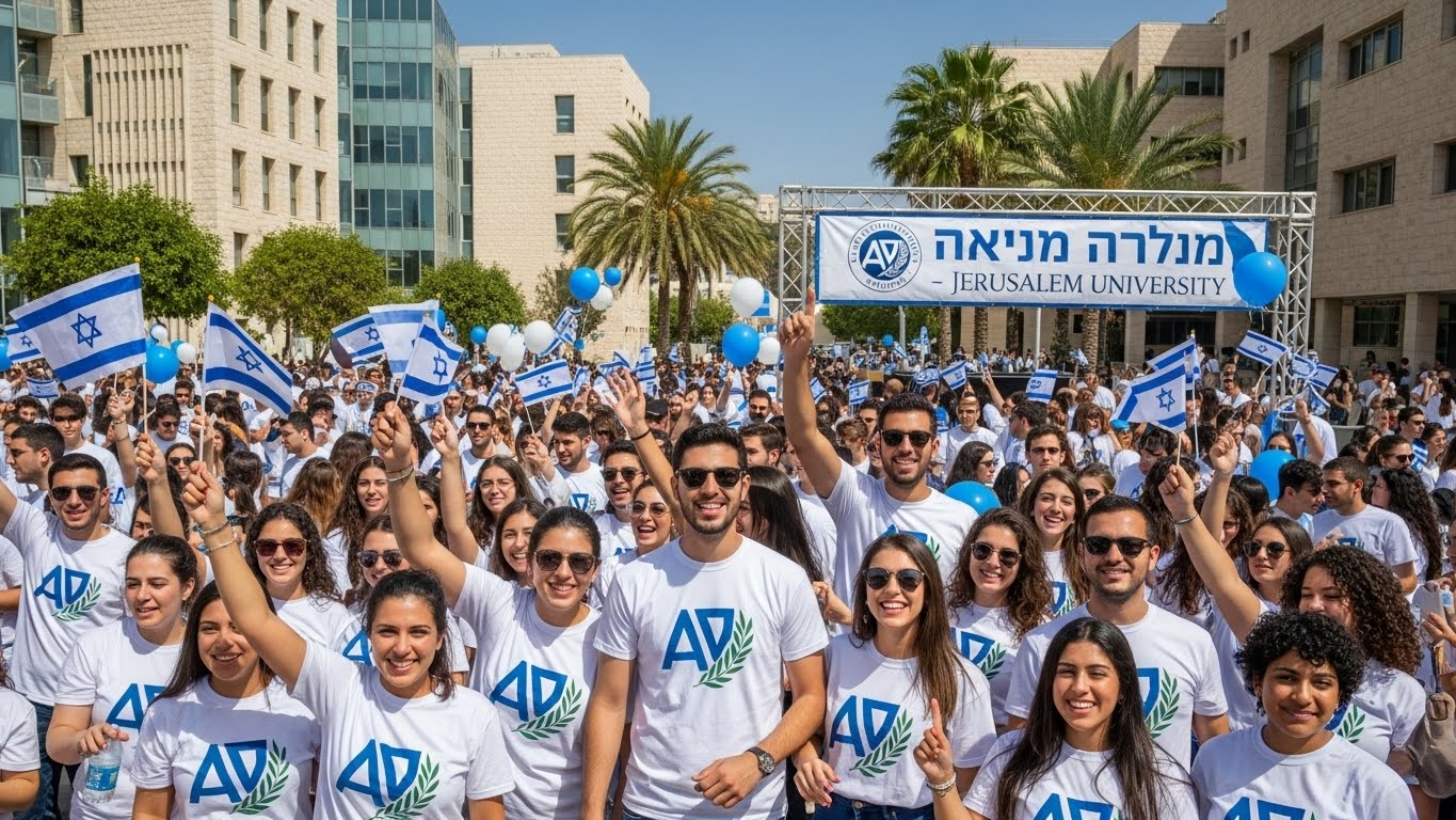 אירוע מכללה עם חולצות מותגות
