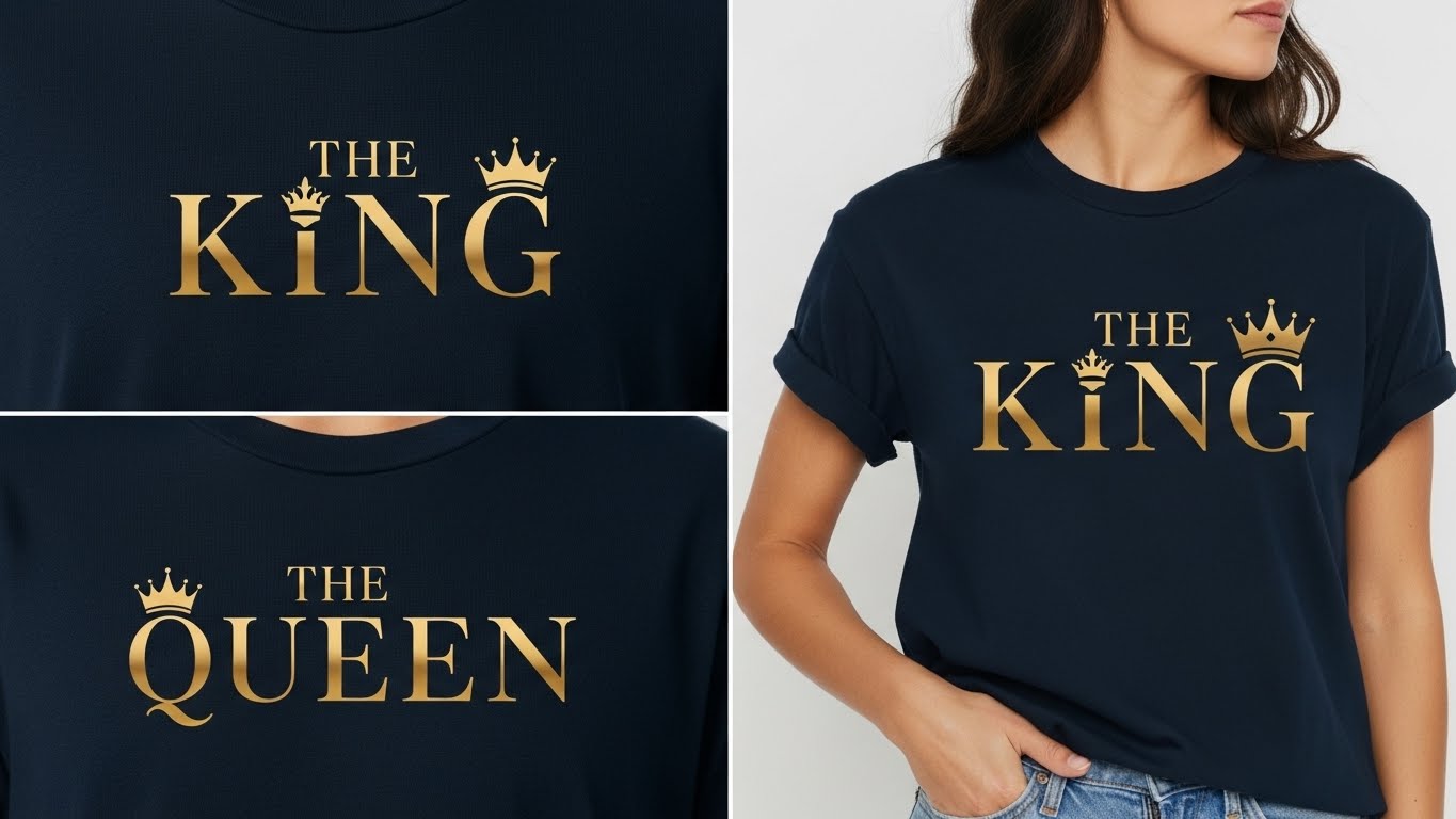 דוגמאות לפונטים שונים על חולצות