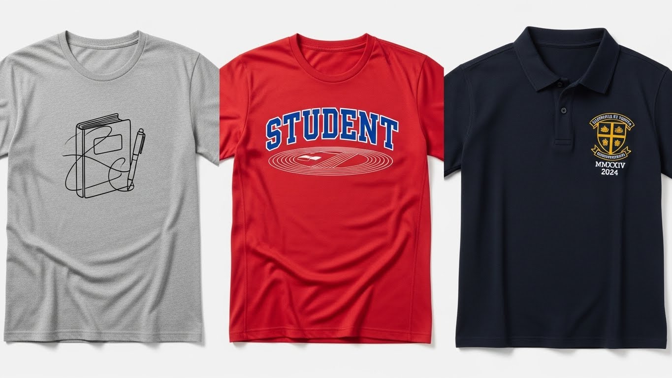 דוגמאות עיצוב לחולצות סטודנטים - מינימליסטי, ספורטיבי, אקדמי