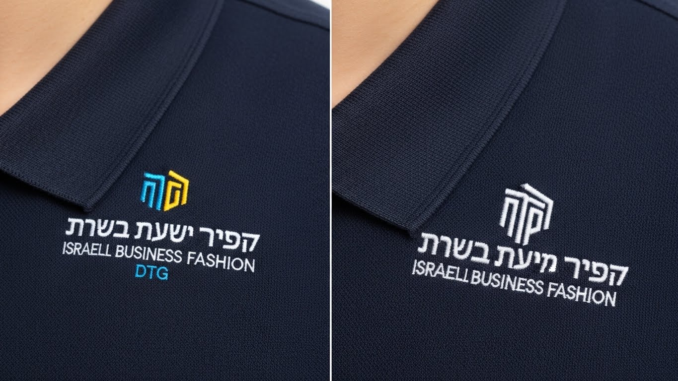 השוואה בין הדפסת DTG לרקמה על חולצות פולו