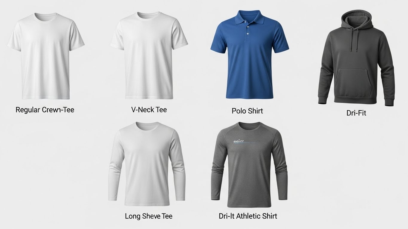 טבלת השוואה בין סוגי חולצות