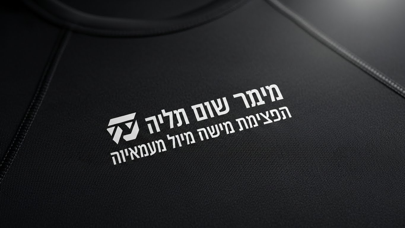 עיצוב לוגו מקצועי על חולצת ספורט עם סלוגן מוטיבציוני בעברית