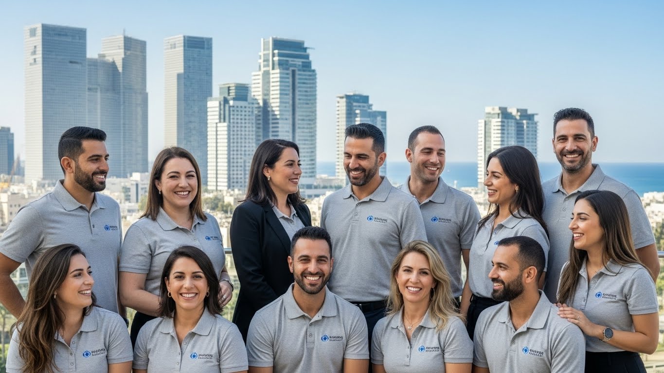 צוות חברת השקעות ישראלית בחולצות ממותגות - מקצועיות ואחידות