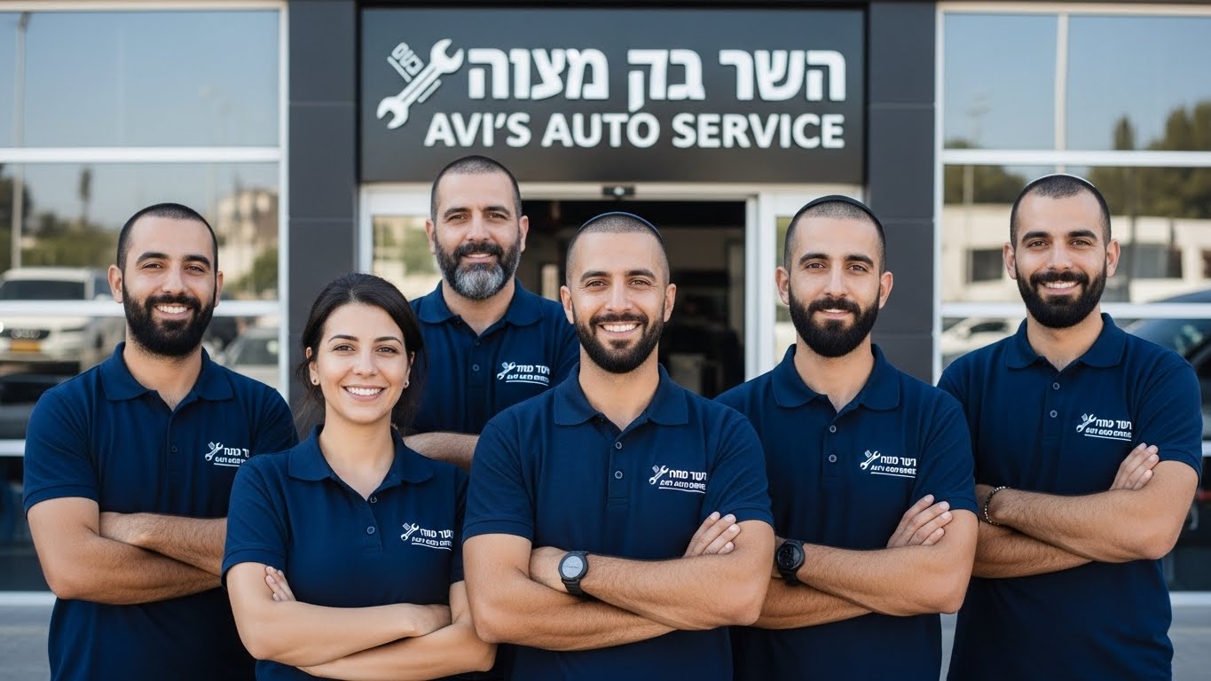 צוות מכונאים מקצועי בחולצות ממותגות מותאמות