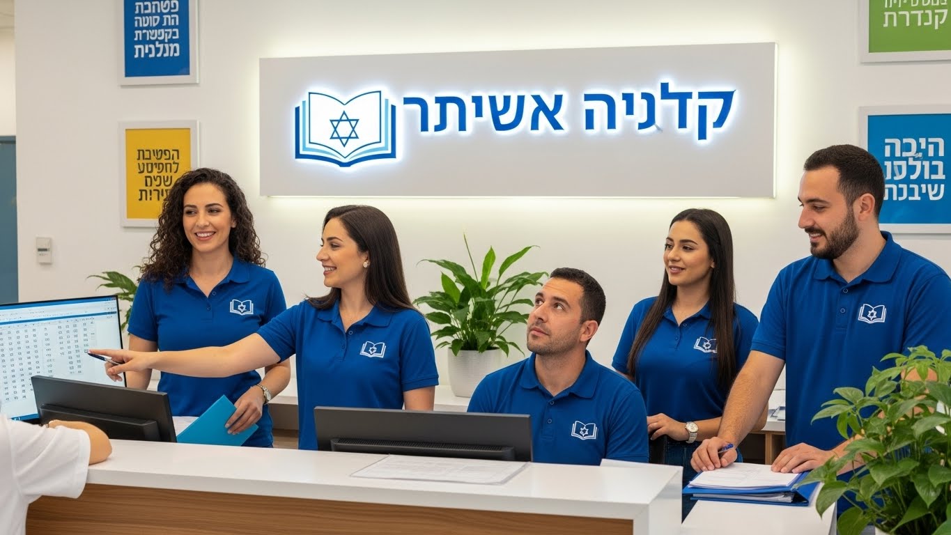 צוות מרכז מבחנים לבוש בחולצות פולו מותאמות אישית