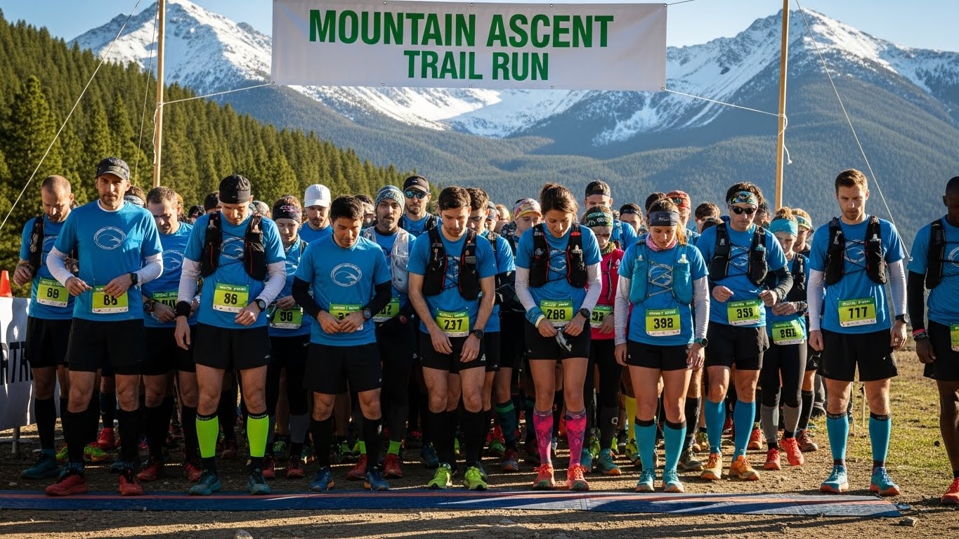 קבוצת רצים בחולצות תואמות במסלול טרייל