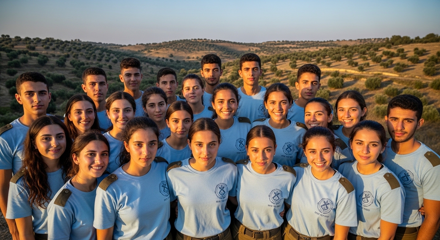 קבוצת חניכי מכינה עם חולצות מותאמות אישית