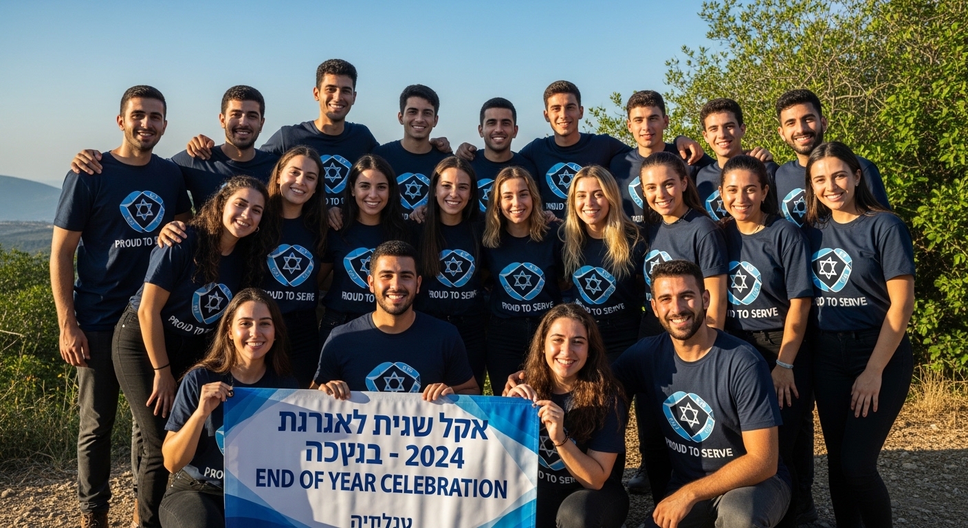 תמונת סיום קבוצה עם חולצות מכינה
