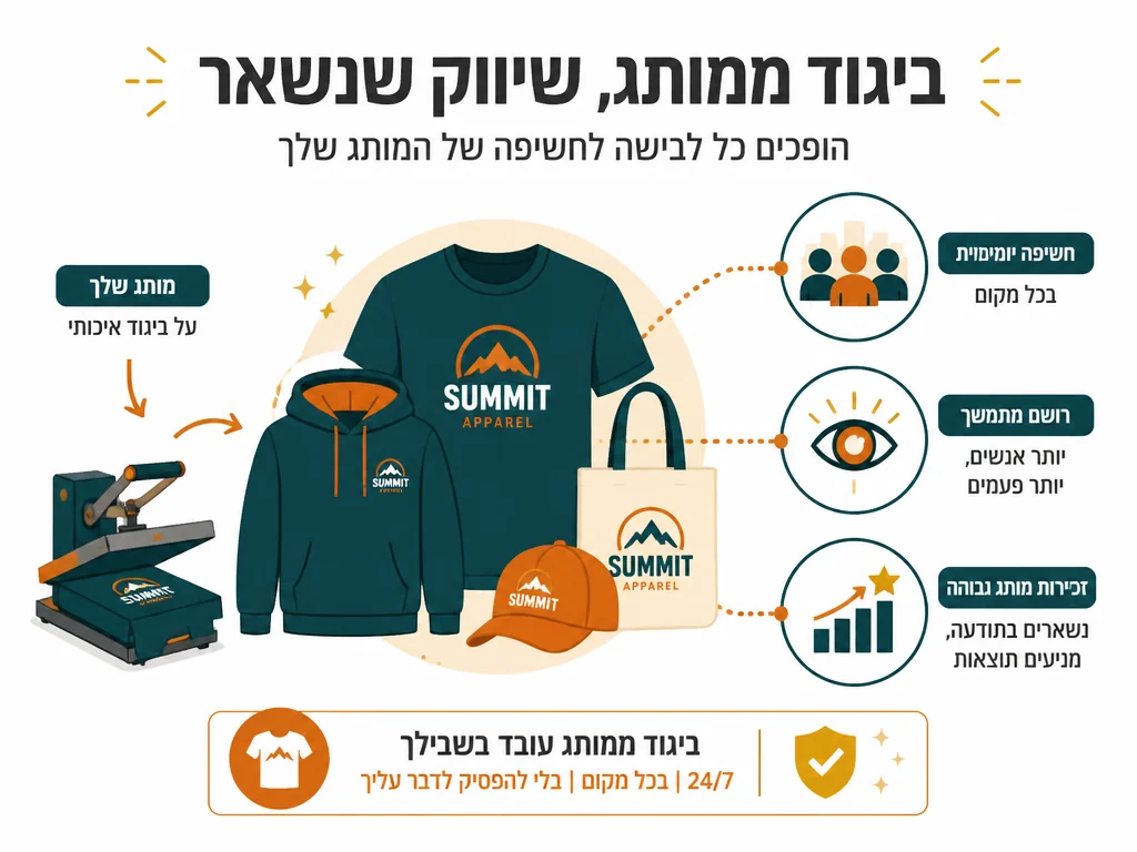 אינפוגרפיקה על ביגוד ממותג ומוצרי קידום לעסקים