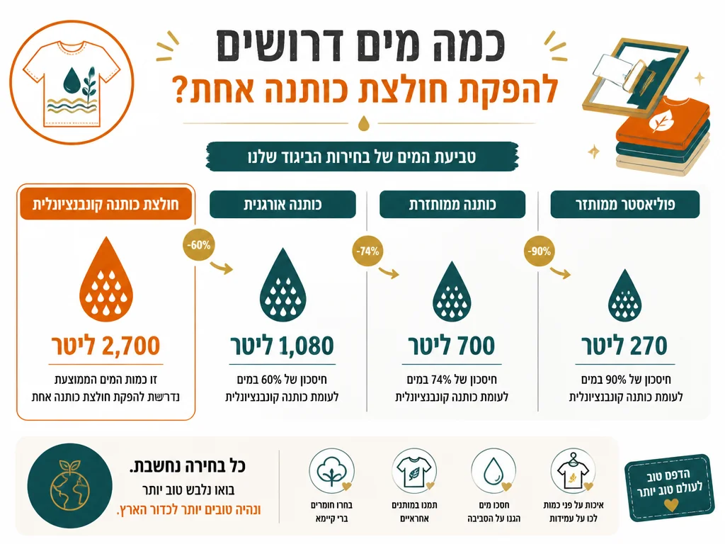אינפוגרפיקה על ההשפעה הסביבתית של ייצור חולצות