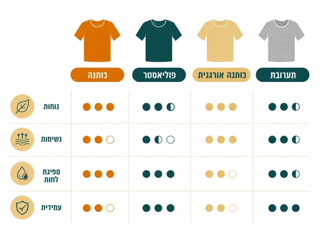 אינפוגרפיקה בעברית המסבירה צבע החולצה והשפעתו על ההדפס