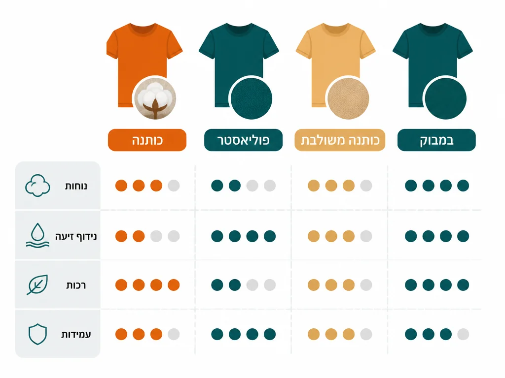 אינפוגרפיקה בעברית המסבירה חולצות במידות ארוכות ולגבוהים