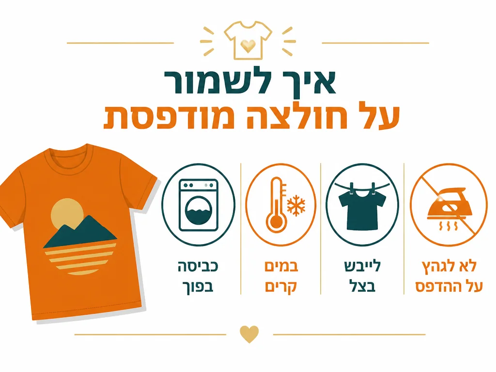 אינפוגרפיקה בעברית המסבירה דהיית צבע בחולצות מודפסות