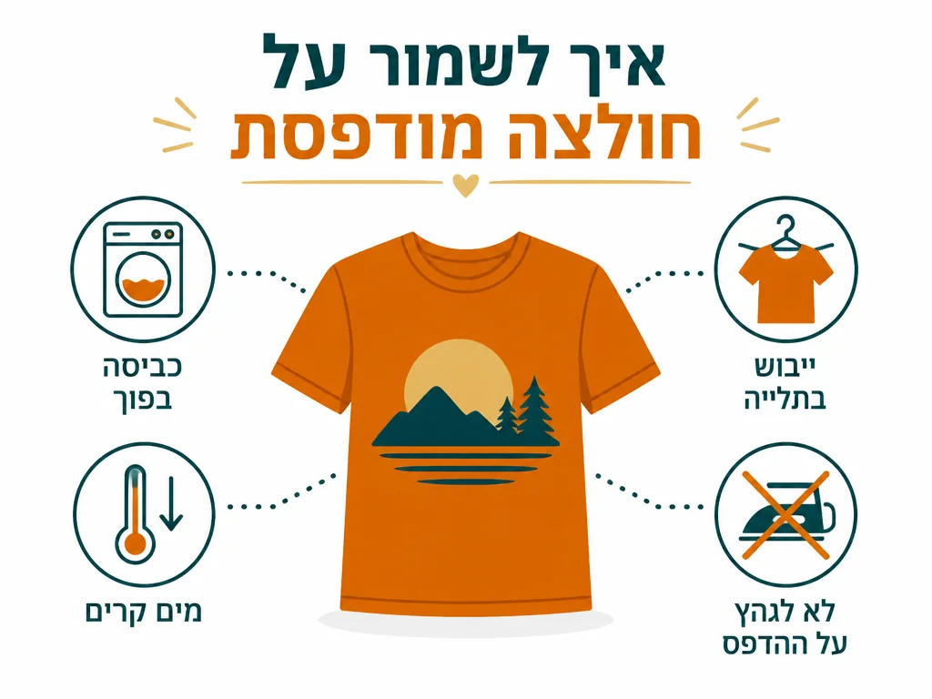 אינפוגרפיקה בעברית המסבירה סימן מסחרי על חולצות ממותגות